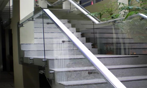 Glass stair railing design reference